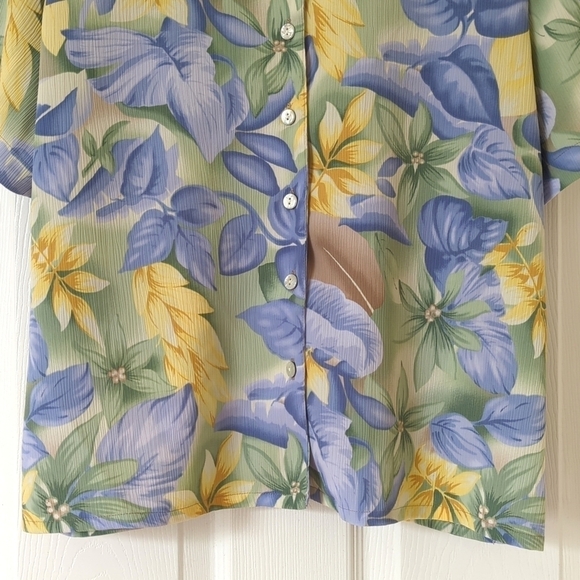 Allison Daley 90's Vintage Floral Lightweight Short Sleeve Button Down Top 14P - Picture 9 of 12